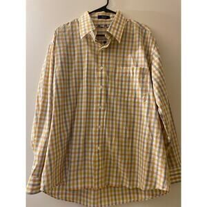 Alan Flusser Men's XL Button Down Plaid Checkered 100% Cotton Standard Fit